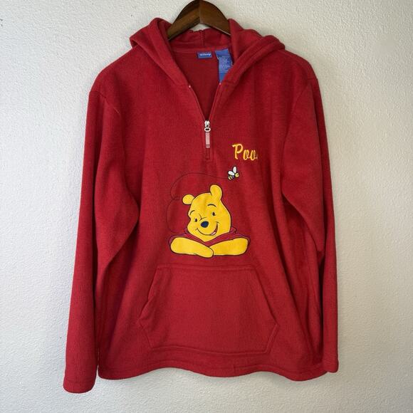 Vintage Women’s Fleece Winnie the Pooh Red‎ Embroidered Fleece Hoodie Size XL - Picture 7 of 8